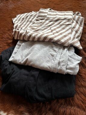 Kids Striped Brown & White, Gray, and Black Bottoms Set